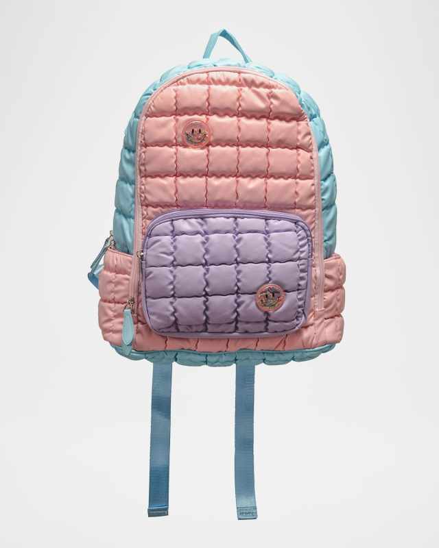 Kid's Smiley Confetti Charm Puffy Quilted Backpack